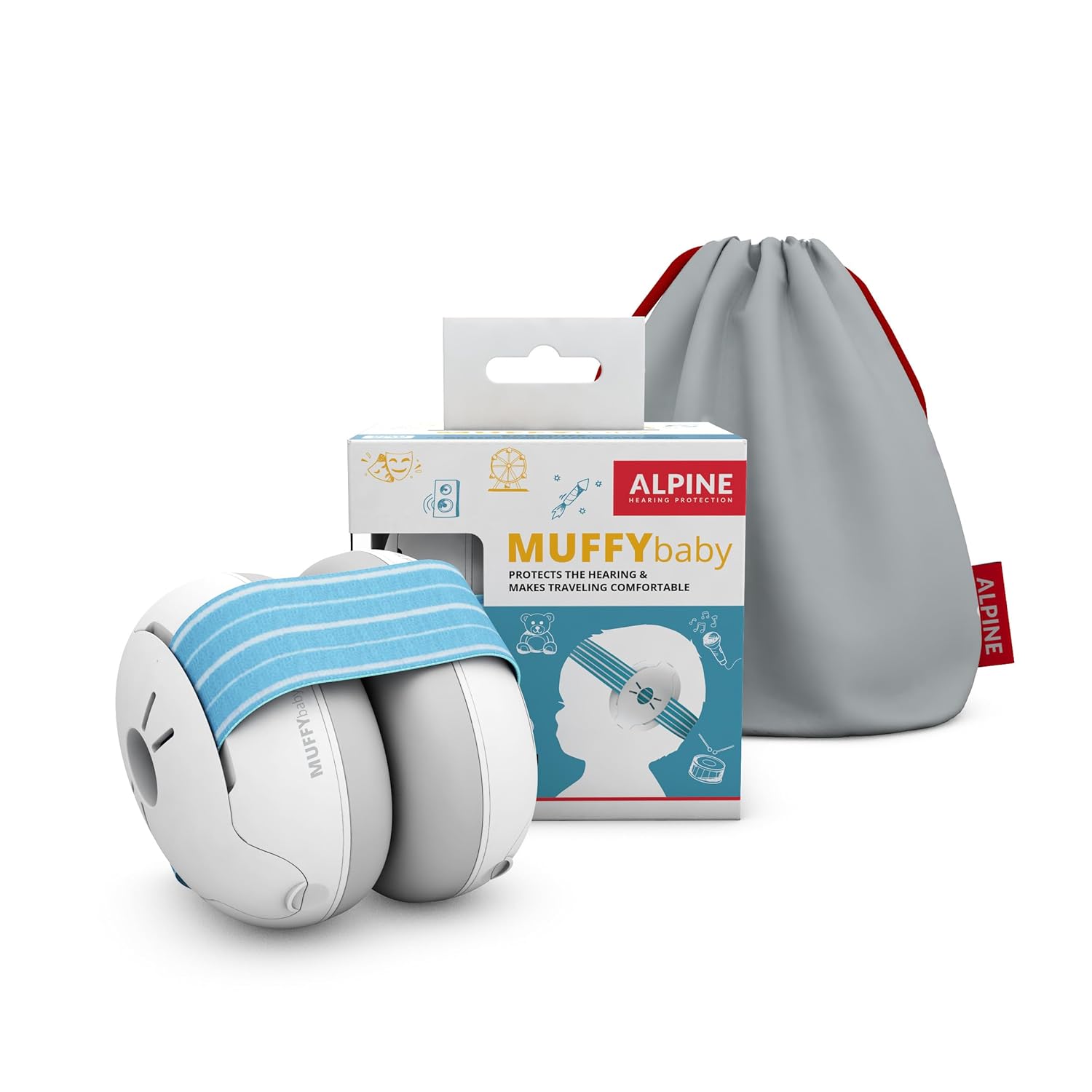 Alpine Muffy Baby 兒童耳罩 – 粉藍色 | 高效隔音 | 舒適親膚 | 荷蘭品牌