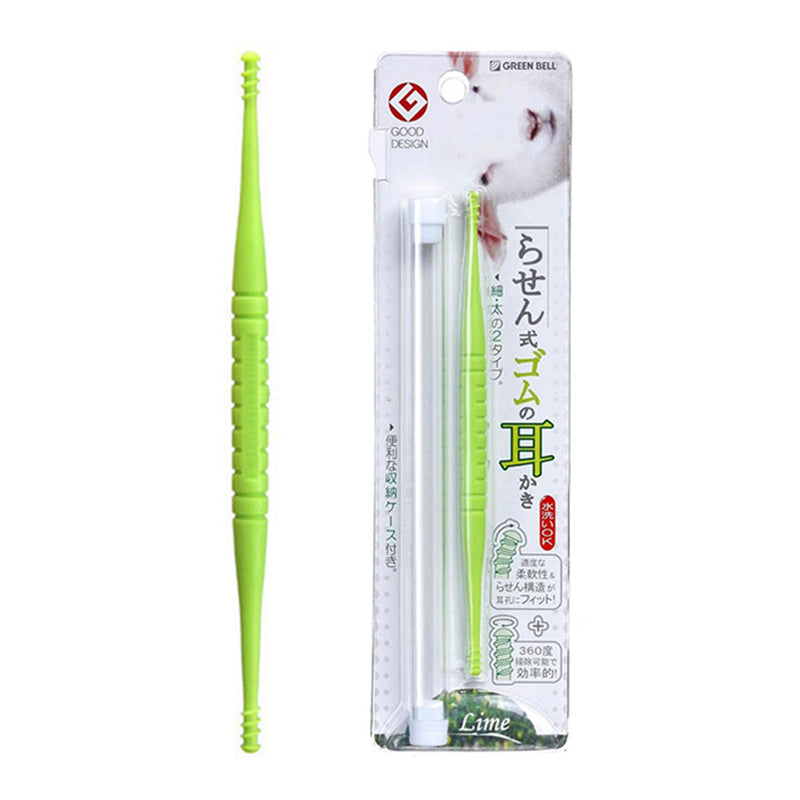 Green Bell G-333 雙頭螺旋軟矽膠耳挖-淺綠色|日本製造