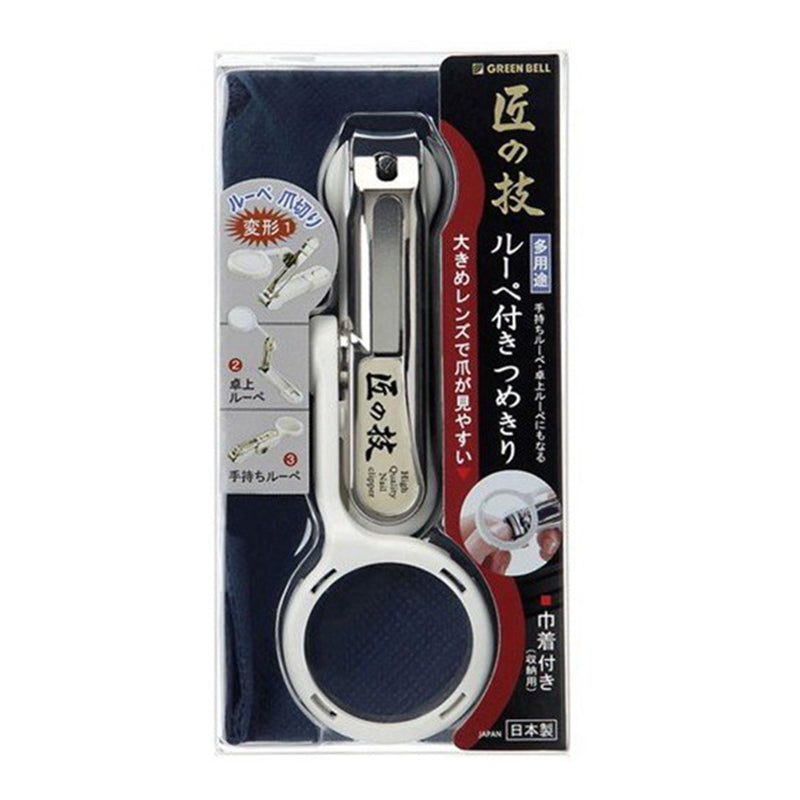 匠之技 G-1004 職人研磨不銹鋼指甲鉗-配放大鏡|日本製|Green Bell